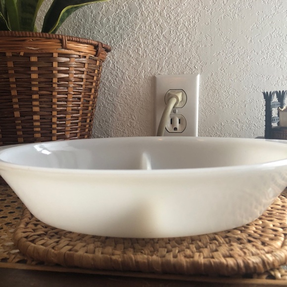 Vintage Glasbake Oval Divided Casserole White USA J2352 - Picture 11 of 11